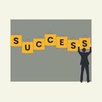 zakenman hangende de woord succes vector illustratie