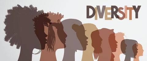 Mens en vrouw silhouetten met verschillend uiterlijk - verscheidenheid concept vector