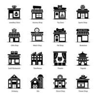 winkel-, bouw- en architectuurpictogrammen vector