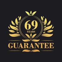 69 jaren garantie logo vector, 69 jaren garantie teken symbool vector