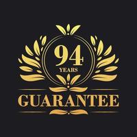 94 jaren garantie logo vector, 94 jaren garantie teken symbool vector
