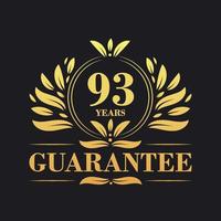 93 jaren garantie logo vector, 93 jaren garantie teken symbool vector