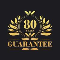 80 jaren garantie logo vector, 80 jaren garantie teken symbool vector