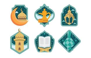 platte ramadan badges-collectie vector