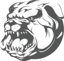 wilde boze bulldog blaffen, silhouet stencil vector clipart tekening