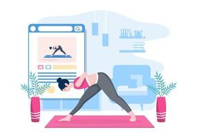 online lessen, yoga en meditatielessen concept vector