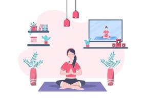 online lessen, yoga en meditatielessen concept vector