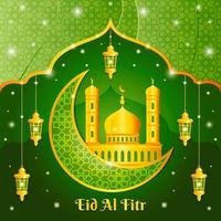 elegant groen gouden eid al fitr-concept vector