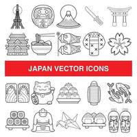 japan vector iconen in kaderstijl.