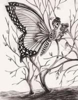 kunst fantasie surrealistische vlinder schedel. hand- tekening en maken grafisch vector. vector