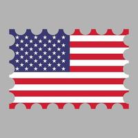 port postzegel met Verenigde Staten van Amerika vlag. vector illustratie.