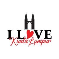 Maleisië staat ik liefde Kuala lumpur ontwerp sjabloon vector