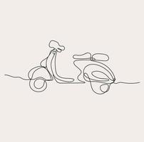 minimalistische scooter lijn kunst, gemakkelijk schetsen, schets tekening, vervoer vector