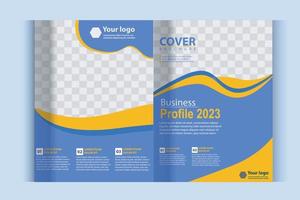 bedrijf profiel brochure sjabloon lay-out ontwerp, twee bladzijde bedrijf brochure ontwerp, sjabloon lay-out ontwerp voor modern bedrijf brochure vector