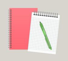 twee blocnotes en een pen. vector illustratie