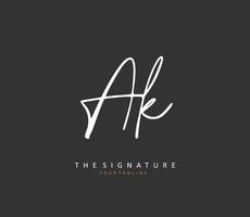 een k ak eerste brief handschrift en handtekening logo. een concept handschrift eerste logo met sjabloon element. vector