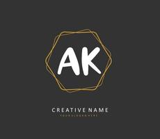 een k ak eerste brief handschrift en handtekening logo. een concept handschrift eerste logo met sjabloon element. vector