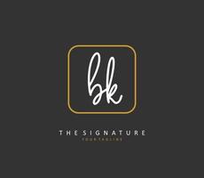 b k bk eerste brief handschrift en handtekening logo. een concept handschrift eerste logo met sjabloon element. vector