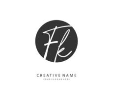 f k fk eerste brief handschrift en handtekening logo. een concept handschrift eerste logo met sjabloon element. vector