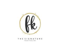 f k fk eerste brief handschrift en handtekening logo. een concept handschrift eerste logo met sjabloon element. vector