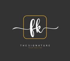 f k fk eerste brief handschrift en handtekening logo. een concept handschrift eerste logo met sjabloon element. vector