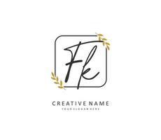 f k fk eerste brief handschrift en handtekening logo. een concept handschrift eerste logo met sjabloon element. vector