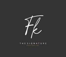 f k fk eerste brief handschrift en handtekening logo. een concept handschrift eerste logo met sjabloon element. vector