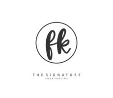 f k fk eerste brief handschrift en handtekening logo. een concept handschrift eerste logo met sjabloon element. vector