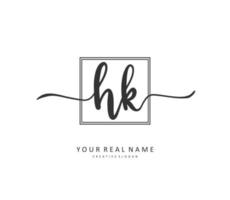 h k hk eerste brief handschrift en handtekening logo. een concept handschrift eerste logo met sjabloon element. vector