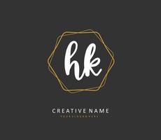 h k hk eerste brief handschrift en handtekening logo. een concept handschrift eerste logo met sjabloon element. vector