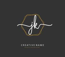 j k jk eerste brief handschrift en handtekening logo. een concept handschrift eerste logo met sjabloon element. vector