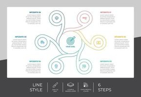 pijl stap infographic vector ontwerp met 6 stappen kleurrijk stijl voor presentatie doel.lijn stap infographic kan worden gebruikt voor bedrijf en afzet