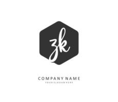 z k zk eerste brief handschrift en handtekening logo. een concept handschrift eerste logo met sjabloon element. vector