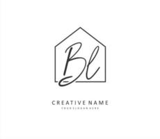 bl eerste brief handschrift en handtekening logo. een concept handschrift eerste logo met sjabloon element. vector