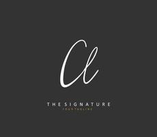 cl eerste brief handschrift en handtekening logo. een concept handschrift eerste logo met sjabloon element. vector