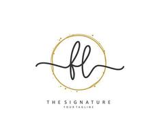 fl eerste brief handschrift en handtekening logo. een concept handschrift eerste logo met sjabloon element. vector