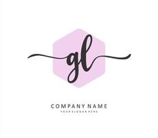 gl eerste brief handschrift en handtekening logo. een concept handschrift eerste logo met sjabloon element. vector