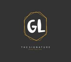 gl eerste brief handschrift en handtekening logo. een concept handschrift eerste logo met sjabloon element. vector