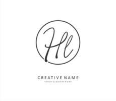 hl eerste brief handschrift en handtekening logo. een concept handschrift eerste logo met sjabloon element. vector