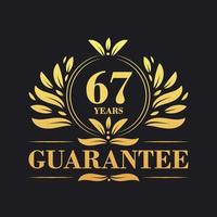 67 jaren garantie logo vector, 67 jaren garantie teken symbool vector