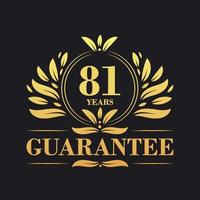 81 jaren garantie logo vector, 81 jaren garantie teken symbool vector
