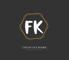 f k fk eerste brief handschrift en handtekening logo. een concept handschrift eerste logo met sjabloon element. vector