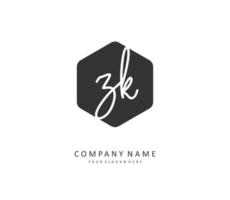 z k zk eerste brief handschrift en handtekening logo. een concept handschrift eerste logo met sjabloon element. vector