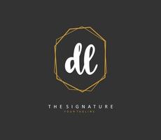 dl eerste brief handschrift en handtekening logo. een concept handschrift eerste logo met sjabloon element. vector