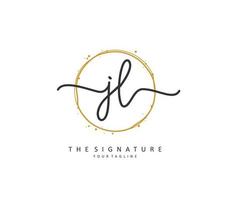 jl eerste brief handschrift en handtekening logo. een concept handschrift eerste logo met sjabloon element. vector