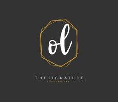 ol eerste brief handschrift en handtekening logo. een concept handschrift eerste logo met sjabloon element. vector