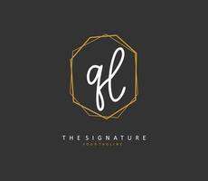 ql eerste brief handschrift en handtekening logo. een concept handschrift eerste logo met sjabloon element. vector