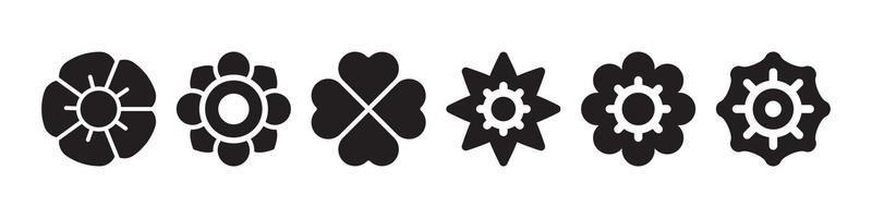 bloem vector set, bloemen pictogrammen zwart en wit. vrij downloaden