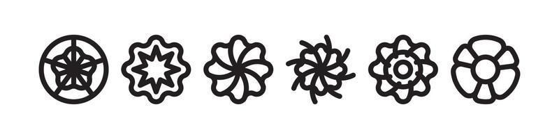 bloem vector set, bloemen pictogrammen zwart en wit. vrij downloaden