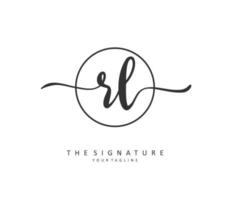 rl eerste brief handschrift en handtekening logo. een concept handschrift eerste logo met sjabloon element. vector